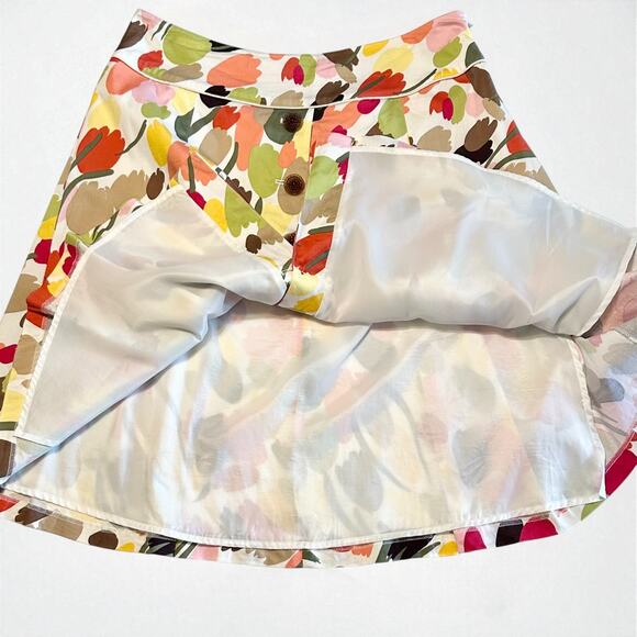 Y2K Talbots Pleated Tulip Print Floral Skirt Sz 12P Side Zip Preppy Cottagecore - Picture 8 of 10
